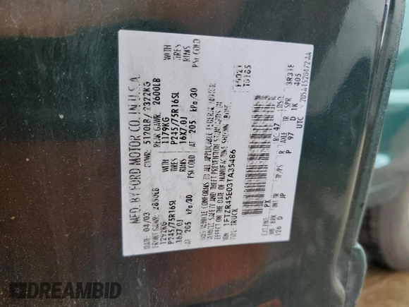 2003 Ford Ranger XL Fleet с VIN 1FTYR44V73PA91835, выставлен на аукционе Copart как лот 56609185 с пробегом 52 151 миль миль и Чистый • Clean title. История ставок и продаж доступна на DreamBid. Изображение 12.