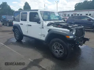 2018 Jeep Wrangler Unlimited Sport with VIN 1C4HJXDG3JW129798, listed as a IAAI auction lot 42635872 with 74,392 mi miles and . Bid and sale history available at DreamBid. Image 1.