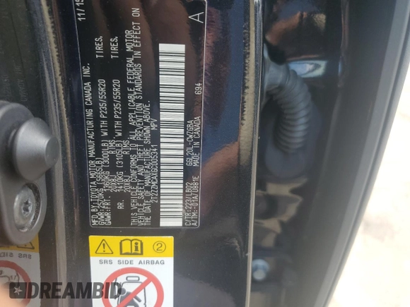 2016 Lexus RX 350 with VIN 2T2ZZMCAXGC005341, listed as a Copart auction lot 56499985 with 193,354 mi miles and Salvage title. Bid and sale history available at DreamBid. Image 12.