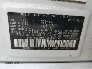 2012 Subaru Legacy Premium z VIN 4S3BMAC65C1018656, wystawiony jako Copart lot #71422004 z przebiegiem 60 405 mil mil oraz Szkoda całkowita • Salvage title. Historia ofert i sprzedaży dostępna na DreamBid. Obrazek 12.