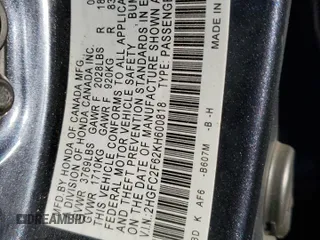 2019 Honda Civic LX with VIN 2HGFC2F62KH600818, listed as a Copart auction lot 50162865 with Not Provided miles and Salvage Title. Bid and sale history available at DreamBid. Image 13.
