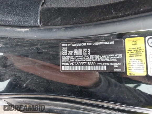 2014 BMW 4 Series 428i with VIN WBA3N7C50EF718339, listed as a IAAI auction lot 41403096 with 143,478 mi miles and . Bid and sale history available at carsss.com. Image 9.