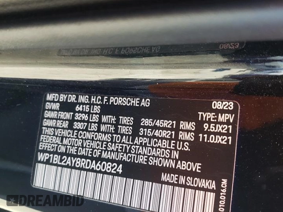 2024 Porsche Cayenne S with VIN WP1BL2AY8RDA60824, listed as a Copart auction lot 46112105 with 24,957 mi miles and Salvage title. Bid and sale history available at DreamBid. Image 13.