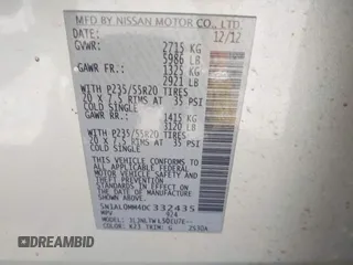 2013 Infiniti JX35 с VIN 5N1AL0MM4DC332435, выставлен на аукционе IAAI как лот 42256294 с пробегом 164 191 миль миль и . История ставок и продаж доступна на DreamBid. Изображение 9.