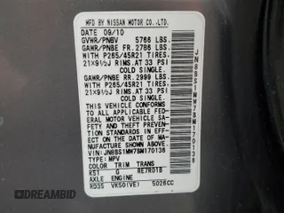 2011 Infiniti FX with VIN JN8BS1MW7BM170136, listed as a Copart auction lot 50385225 with Not provided miles and Salvage title. Bid and sale history available at DreamBid. Image 13.