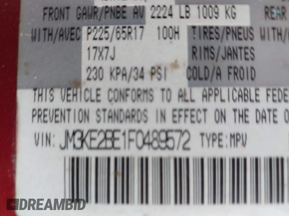 2015 Mazda CX-5 Sport с VIN JM3KE2BE1F0489572, выставлен на аукционе IAAI как лот 42051148 с пробегом 134 405 миль миль и . История ставок и продаж доступна на DreamBid. Изображение 9.