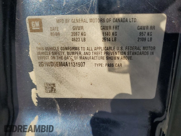 2010 Chevrolet Impala Police Police z VIN 2G1WD5EM4A1131907, wystawiony jako Copart lot #79415984 z przebiegiem 79 071 mil mil oraz Szkoda całkowita • Salvage title. Historia ofert i sprzedaży dostępna na DreamBid. Obrazek 12.