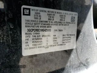 2017 Chevrolet Silverado 1500 LT with VIN 3GCPCREC1HG425683, listed as a Copart auction lot 49746205 with 0 mi miles and Salvage Title. Bid and sale history available at carsss.com. Image 12.