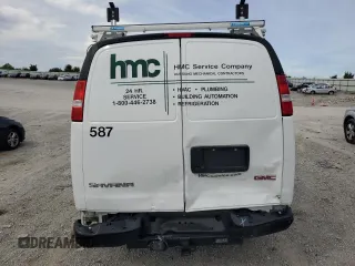 2023 GMC Savana Cargo Van with VIN 1GTW7AFP7P1111956, listed as a Copart auction lot 69986504 with 11,645 mi miles and Salvage Title. Bid and sale history available at carsss.com. Image 6.