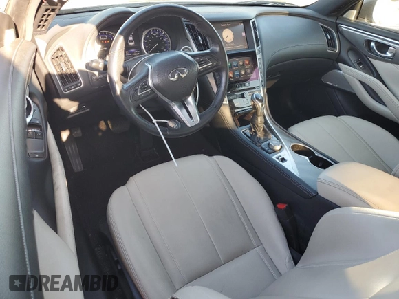 2018 Infiniti Q60 Luxe with VIN JN1EV7EL8JM390331, listed as a Copart auction lot 57862095 with 54,676 mi miles and Salvage title. Bid and sale history available at DreamBid. Image 8.