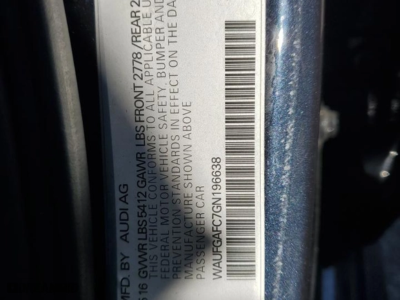 2016 Audi A6 3.0T Premium Plus with VIN WAUFGAFC7GN196638, listed as a Copart auction lot 75175694 with 113,130 mi miles and Salvage Title. Bid and sale history available at carsss.com. Image 12.