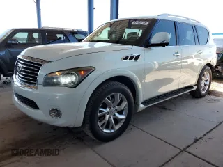 2012 Infiniti QX56 7-passenger with VIN JN8AZ2NF3C9519101, listed as a Copart auction lot 53105715 with 114,204 mi miles and Salvage Title. Bid and sale history available at DreamBid. Image 1.