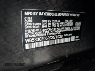 2024 BMW iX M60 z VIN WB533CF06RCR71038, wystawiony jako Copart lot #47573025 z przebiegiem Nie podano mil oraz Szkoda całkowita • Salvage title. Historia ofert i sprzedaży dostępna na DreamBid. Obrazek 13.