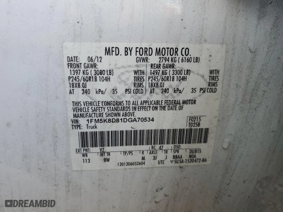 2013 Ford Explorer XLT with VIN 1FM5K8D81DGA70534, listed as a Copart auction lot 49587795 with 375,027 mi miles and Salvage Title. Bid and sale history available at carsss.com. Image 15.