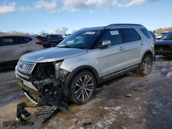 2017 Ford Explorer Platinum with VIN 1FM5K8HT9HGE17225, listed as a Copart auction lot 44321205 with 95,014 mi miles and Salvage Title. Bid and sale history available at carsss.com. Image 1.