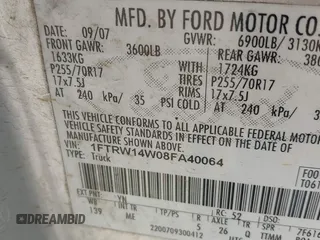 2008 Ford F-150 XL with VIN 1FTRW14W08FA40064, listed as a IAAI auction lot 41809653 with 230,450 mi miles. Bid and sale history available at carsss.com. Image 9.