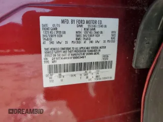 2015 Ford Edge Titanium with VIN 2FMTK4K93FBB03491, listed as a Copart auction lot 54075365 with 94,095 mi miles and Salvage Title. Bid and sale history available at carsss.com. Image 13.