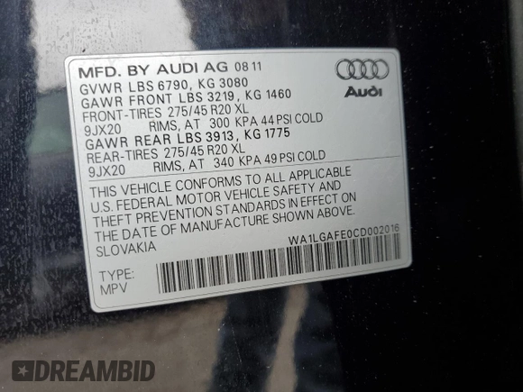 2012 Audi Q7 Premium Plus с VIN WA1LGAFE0CD002016, выставлен на аукционе Copart как лот 56782455 с пробегом 140 471 миль миль и Чистый • Clean title. История ставок и продаж доступна на DreamBid. Изображение 14.