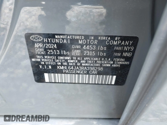 2024 Hyundai Sonata SEL z VIN KMHL64JA3RA398298, wystawiony jako IAAI lot #42462477 z przebiegiem 21 843 mil mil oraz . Historia ofert i sprzedaży dostępna na DreamBid. Obrazek 9.