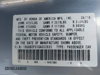 2016 Acura TLX Technology with VIN 19UUB3F51GA003933, listed as a IAAI auction lot 41546630 with 329,251 mi miles and . Bid and sale history available at DreamBid. Image 9.