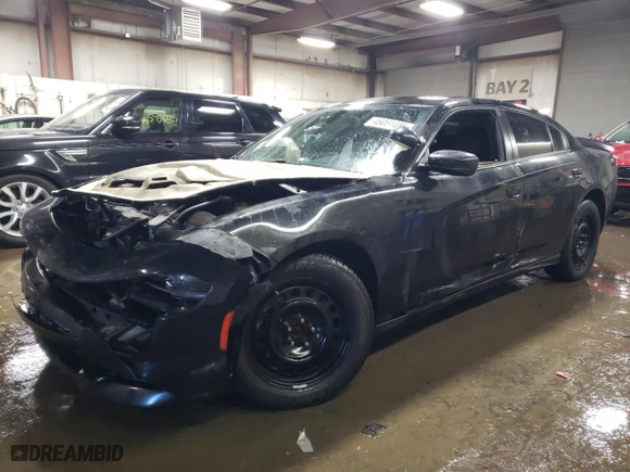 2016 Dodge Charger Police with VIN 2C3CDXKT9GH319649, listed as a Copart auction lot 46051485 with 115,256 mi miles and Salvage Title. Bid and sale history available at carsss.com. Image 1.