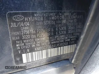 2004 Hyundai Santa Fe GLS with VIN KM8SC73E84U838268, listed as a IAAI auction lot 42030257 with 160,487 mi miles. Bid and sale history available at carsss.com. Image 9.