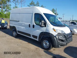 2024 Ram ProMaster Cargo Tradesman with VIN 3C6LRVBG7RE124935, listed as a IAAI auction lot 41999049 with 1,441 mi miles and . Bid and sale history available at DreamBid. Image 1.
