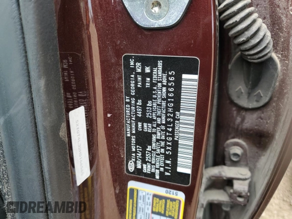 2017 Kia Optima LX z VIN 5XXGT4L32HG166565, wystawiony jako Copart lot #54510785 z przebiegiem 78 531 mil mil oraz Szkoda całkowita • Salvage title. Historia ofert i sprzedaży dostępna na DreamBid. Obrazek 13.
