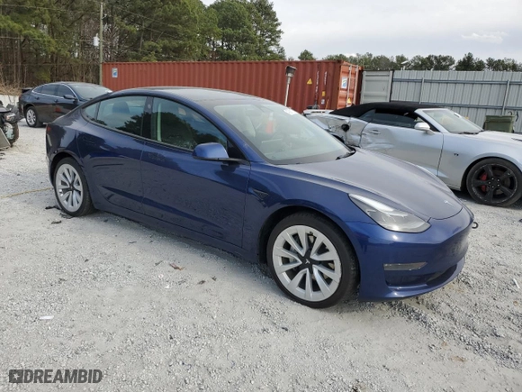2022 Tesla Model 3 Long Range with VIN 5YJ3E1EB3NF187564, listed as a Copart auction lot 47061175 with 121172 miles and Clean Title. Bid and sale history available at carsss.com. Image 4.