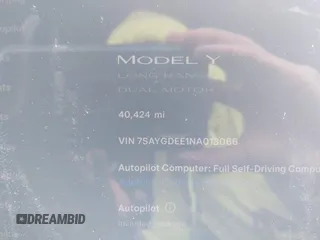 2022 Tesla Model Y Long Range with VIN 7SAYGDEE1NA013066, listed as a IAAI auction lot 41646912 with Not Provided miles and . Bid and sale history available at DreamBid. Image 7.