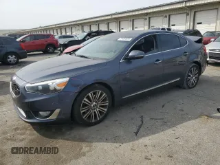 2014 Kia Cadenza Premium with VIN KNALN4D72E5142855, listed as a Copart auction lot 77654804 with 107,216 mi miles and Salvage Title. Bid and sale history available at carsss.com. Image 1.