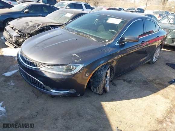 2015 Chrysler 200 Limited with VIN 1C3CCCAB5FN710615, listed as a IAAI auction lot 41645183 with 172,704 mi miles. Bid and sale history available at carsss.com. Image 2.