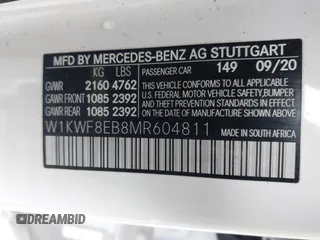 2021 Mercedes-Benz C 300 with VIN W1KWF8EB8MR604811, listed as a IAAI auction lot 41507214 with 29,349 mi miles and . Bid and sale history available at DreamBid. Image 9.