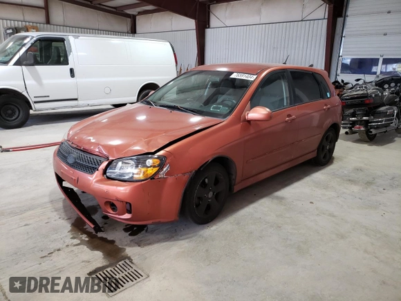 2007 Kia Spectra with VIN KNAFE161775008415, listed as a Copart auction lot 76591404 with 221,117 mi miles and Clean Title. Bid and sale history available at carsss.com. Image 1.