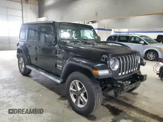 2021 Jeep Wrangler Unlimited Sahara High Altitude with VIN 1C4HJXEG9MW571844, listed as a Copart auction lot 81482334 with 77,409 mi miles and Salvage title. Bid and sale history available at DreamBid. Image 4.