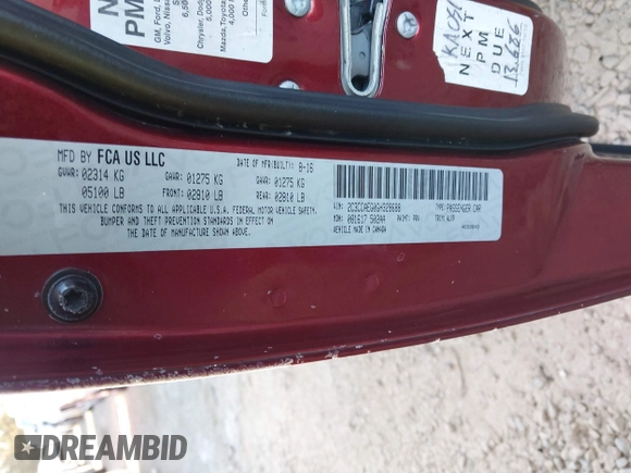 2016 Chrysler 300 with VIN 2C3CCAEG0GH328688, listed as a IAAI auction lot 41340886 with 162,420 mi miles. Bid and sale history available at carsss.com. Image 9.