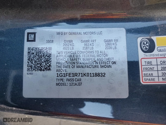 2019 Chevrolet Camaro 1SS with VIN 1G1FE1R71K0118832, listed as a Copart auction lot 43937965 with 63,279 mi miles and Salvage Title. Bid and sale history available at carsss.com. Image 12.