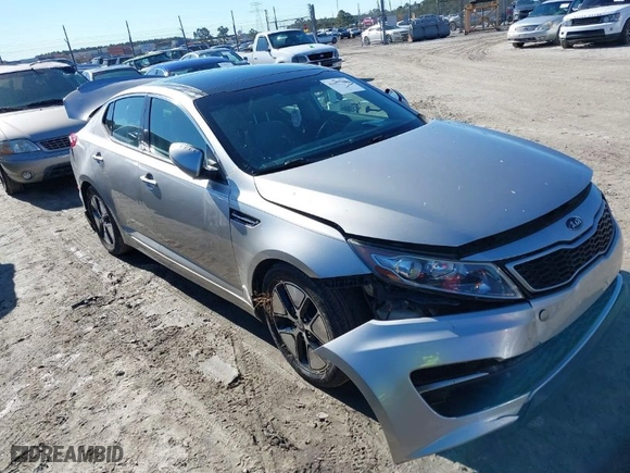 2013 Kia Optima Hybrid EX with VIN KNAGM4AD8D5039338, listed as a IAAI auction lot 41077342 with 1 mi miles. Bid and sale history available at carsss.com. Image 1.