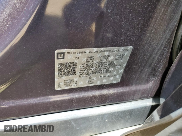 2019 GMC Terrain SLE z VIN 3GKALMEV9KL226037, wystawiony jako Copart lot #53850235 z przebiegiem 86 062 mil mil oraz Nie do naprawy • Non repairable. Historia ofert i sprzedaży dostępna na DreamBid. Obrazek 13.