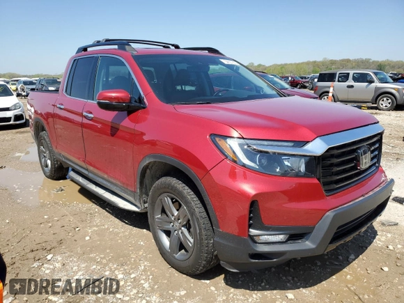 2023 Honda Ridgeline RTL-E with VIN 5FPYK3F76PB016502, listed as a Copart auction lot 54107235 with 27,516 mi miles and Salvage title. Bid and sale history available at DreamBid. Image 4.