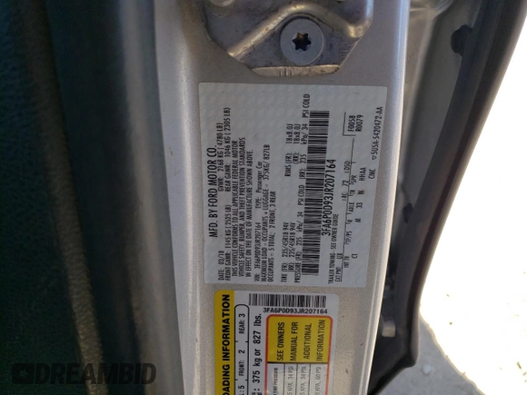 2018 Ford Fusion Titanium с VIN 3FA6P0D93JR207164, выставлен на аукционе Copart как лот 47274035 с пробегом 109 632 миль миль и Чистый • Clean title. История ставок и продаж доступна на DreamBid. Изображение 12.