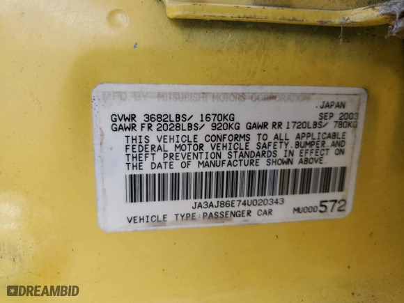 2004 Mitsubishi Lancer OZ-Rally with VIN JA3AJ86E74U020343, listed as a Copart auction lot 78250064 with 218,151 mi miles and Salvage Title. Bid and sale history available at carsss.com. Image 12.