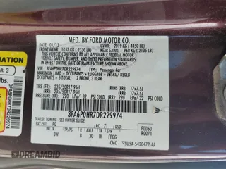 2013 Ford Fusion SE with VIN 3FA6P0HR7DR229974, listed as a Copart auction lot 62556715 with 131,271 mi miles and Salvage title. Bid and sale history available at DreamBid. Image 12.