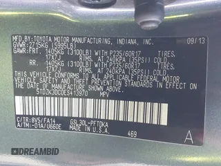 2014 Toyota Sienna L with VIN 5TDZK3DC0ES413970, listed as a IAAI auction lot 40870422 with 138,589 mi miles. Bid and sale history available at carsss.com. Image 9.