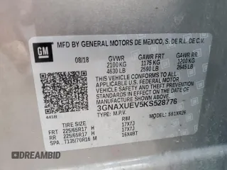 2019 Chevrolet Equinox LT with VIN 3GNAXUEV5KS528776, listed as a Copart auction lot 88494285 with 81,956 mi miles and Salvage Title. Bid and sale history available at carsss.com. Image 12.