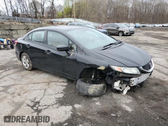 2014 Honda Civic Sedan LX with VIN 2HGFB2F57EH514919, listed as a Copart auction lot 52821645 with 179,571 mi miles and Salvage Title. Bid and sale history available at carsss.com. Image 4.