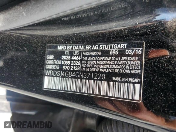 2016 Mercedes-Benz CLA 250 with VIN WDDSJ4GB4GN371220, listed as a Copart auction lot 64165945 with 60,496 mi miles and Clean title. Bid and sale history available at DreamBid. Image 12.