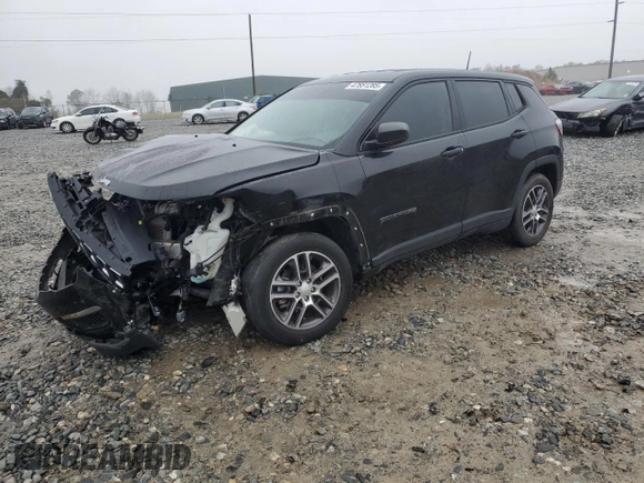 2019 Jeep Compass Sport with VIN 3C4NJCAB1KT850956, listed as a Copart auction lot 47851285 with 26,301 mi miles and Salvage title. Bid and sale history available at DreamBid. Image 1.