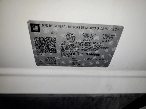 2020 Chevrolet Blazer LT z VIN 3GNKBHRS6LS560969, wystawiony jako Copart lot #88721935 z przebiegiem 100 375 mil mil oraz Szkoda całkowita • Salvage title. Historia ofert i sprzedaży dostępna na DreamBid. Obrazek 15.