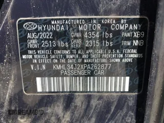 2023 Hyundai Sonata Limited z VIN KMHL34J2XPA262877, wystawiony jako IAAI lot #42450105 z przebiegiem 33 103 mil mil oraz . Historia ofert i sprzedaży dostępna na DreamBid. Obrazek 9.